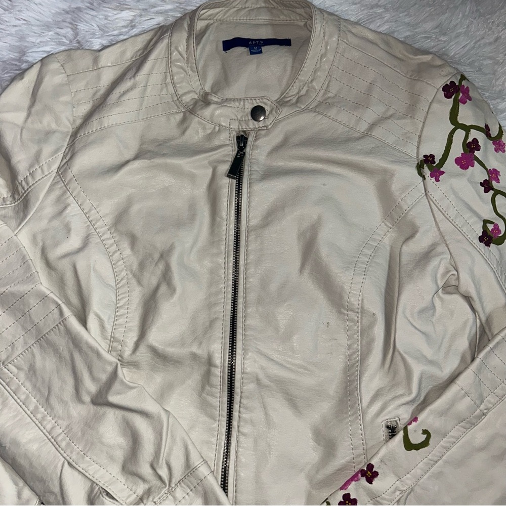 Cream Leather Jacket Apt.9 Tan customized Medium Leather Jacket